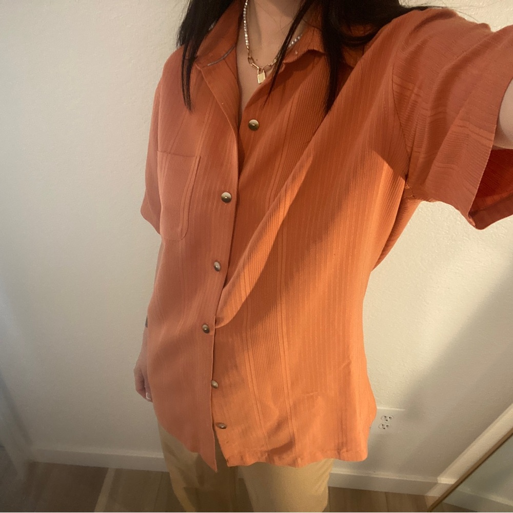 Orange Short Sleeve Button Down